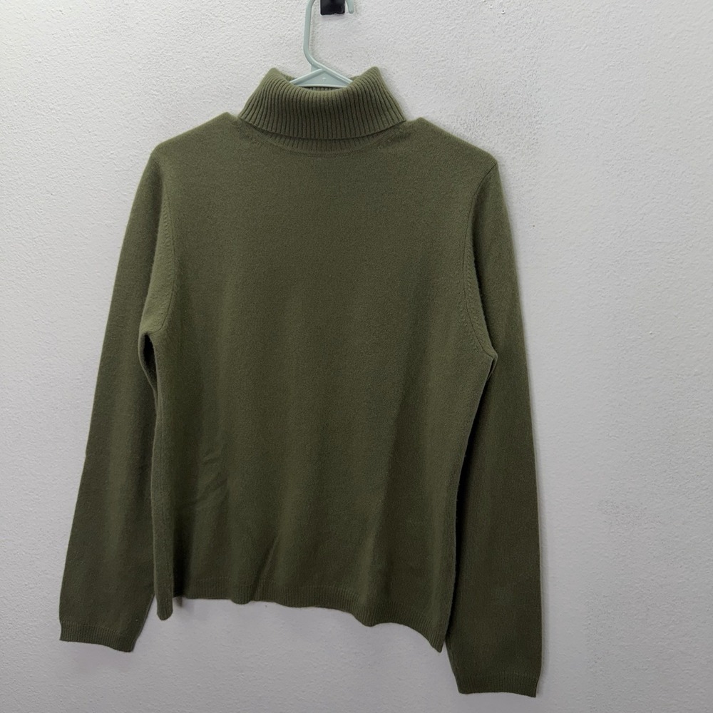 Lord & Taylor Womens Green 100% Cashmere TurtleNeck Pullover Sweater Size Large